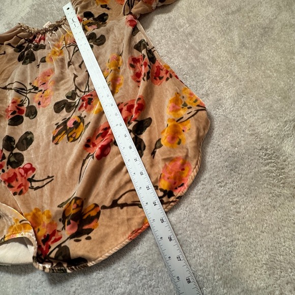 Sundance Top Womens XS Crushed Velvet Peasant Blouse Ruffle Accent Rayon Silk - Picture 6 of 8